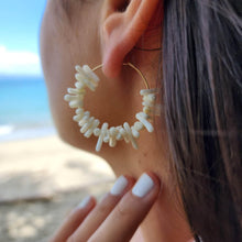 Load image into Gallery viewer, READY TO SHIP White Coral Hoop Earrings - 14k Gold Fill FJD$ - Adorn Pacific - All Products
