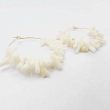Load image into Gallery viewer, READY TO SHIP White Coral Hoop Earrings - 14k Gold Fill FJD$ - Adorn Pacific - All Products
