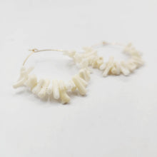 Load image into Gallery viewer, READY TO SHIP White Coral Hoop Earrings - 14k Gold Fill FJD$ - Adorn Pacific - All Products

