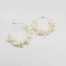 Load image into Gallery viewer, READY TO SHIP White Coral Hoop Earrings - 14k Gold Fill FJD$ - Adorn Pacific - All Products
