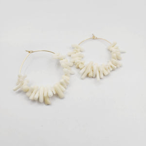 READY TO SHIP White Coral Hoop Earrings - 14k Gold Fill FJD$ - Adorn Pacific - All Products