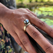 Load image into Gallery viewer, READY TO SHIP - Wide Band Pearl Ring with Graded Fiji Saltwater Pearl - 9k Solid Gold FJD$ - Adorn Pacific - Rings

