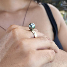 Load image into Gallery viewer, READY TO SHIP - Wide Band Pearl Ring with Graded Fiji Saltwater Pearl - 9k Solid Gold FJD$ - Adorn Pacific - Rings
