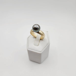 READY TO SHIP - Wide Band Pearl Ring with Graded Fiji Saltwater Pearl - 9k Solid Gold FJD$ - Adorn Pacific - Rings
