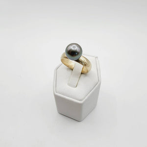 READY TO SHIP - Wide Band Pearl Ring with Graded Fiji Saltwater Pearl - 9k Solid Gold FJD$ - Adorn Pacific - Rings