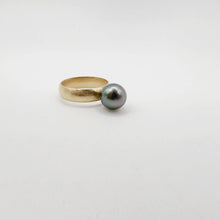 Load image into Gallery viewer, READY TO SHIP - Wide Band Pearl Ring with Graded Fiji Saltwater Pearl - 9k Solid Gold FJD$ - Adorn Pacific - Rings
