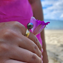 Load image into Gallery viewer, READY TO SHIP - Wide Band Pearl Ring with Graded Fiji Saltwater Pearl - 9k Solid Gold FJD$ - Adorn Pacific - Rings
