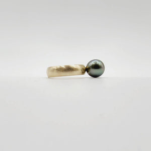 READY TO SHIP - Wide Band Pearl Ring with Graded Fiji Saltwater Pearl - 9k Solid Gold FJD$ - Adorn Pacific - Rings