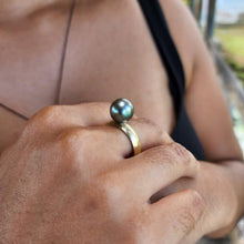 Load image into Gallery viewer, READY TO SHIP - Wide Band Pearl Ring with Graded Fiji Saltwater Pearl - 9k Solid Gold FJD$ - Adorn Pacific - Rings
