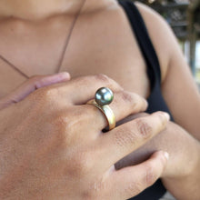 Load image into Gallery viewer, READY TO SHIP - Wide Band Pearl Ring with Graded Fiji Saltwater Pearl - 9k Solid Gold FJD$ - Adorn Pacific - Rings
