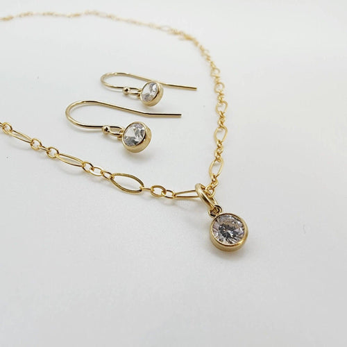READY TO SHIP Zirconia Necklace and Earrings Set in 14k Gold Fill - FJD$ - Adorn Pacific - All Products