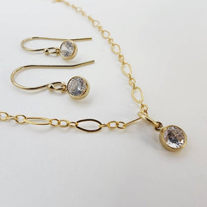 READY TO SHIP Zirconia Necklace and Earrings Set in 14k Gold Fill - FJD$ - Adorn Pacific - All Products